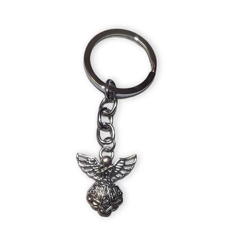 Silver Tone Guardian Angel Keychain